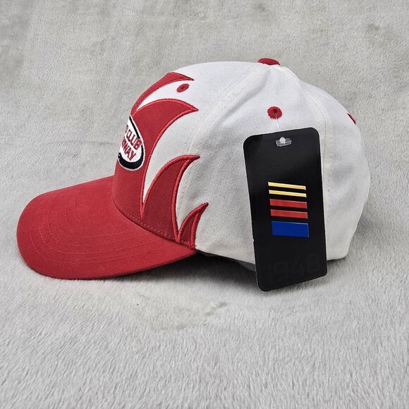 Auto Club Speedway Sharktooth Hat Nascar White Red Vintage NWT Y2K 90s Style - Picture 4 of 11